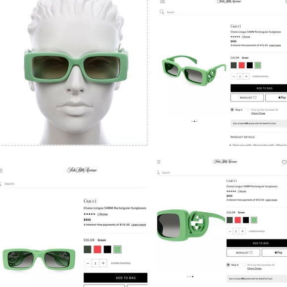 GUCCI RECTANGLE FRAME WITH BOLD GG ON 2025 FALL FASHION FAV PICKLE GREEN FRAMES - Picture 3 of 16